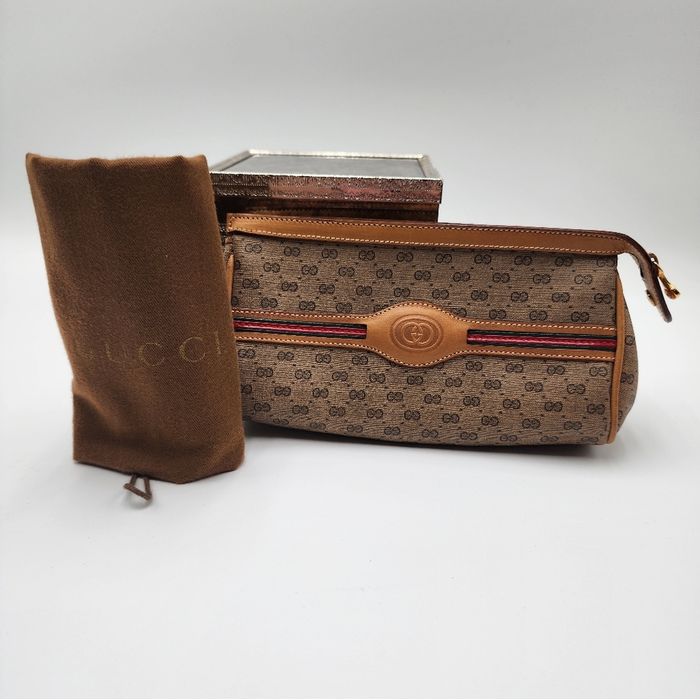 Gucci Rare Micro GG Clutch Web, RARE, Vintage + Dust Bag